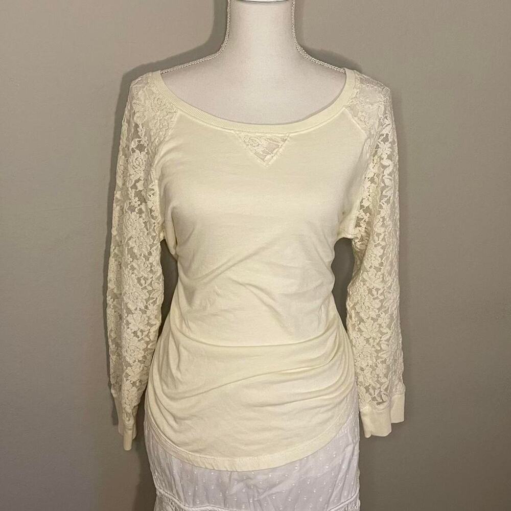Mudd y2k 2000s cream lace long sleeve top size XL